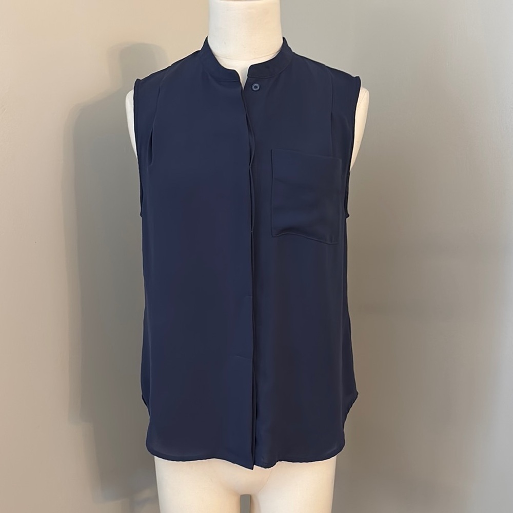 Mexx Metropolitan Navy Sleeveless Women's Mock Neck Blouse Sz4